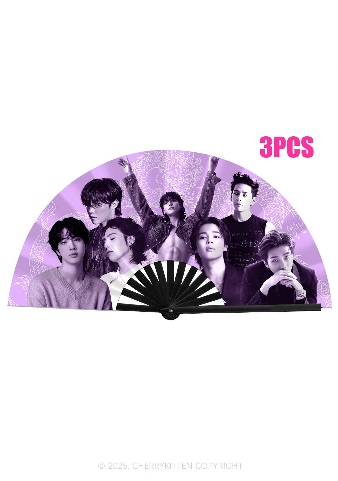 Purple Dragon Kpop Collage Y2K Rave Hand Fan Cherrykitten