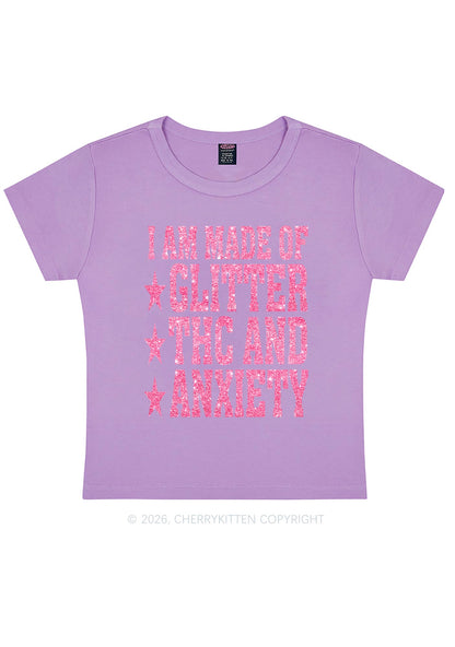 Made Of Glitter Thc Anxiety Y2K Baby Tee Cherrykitten