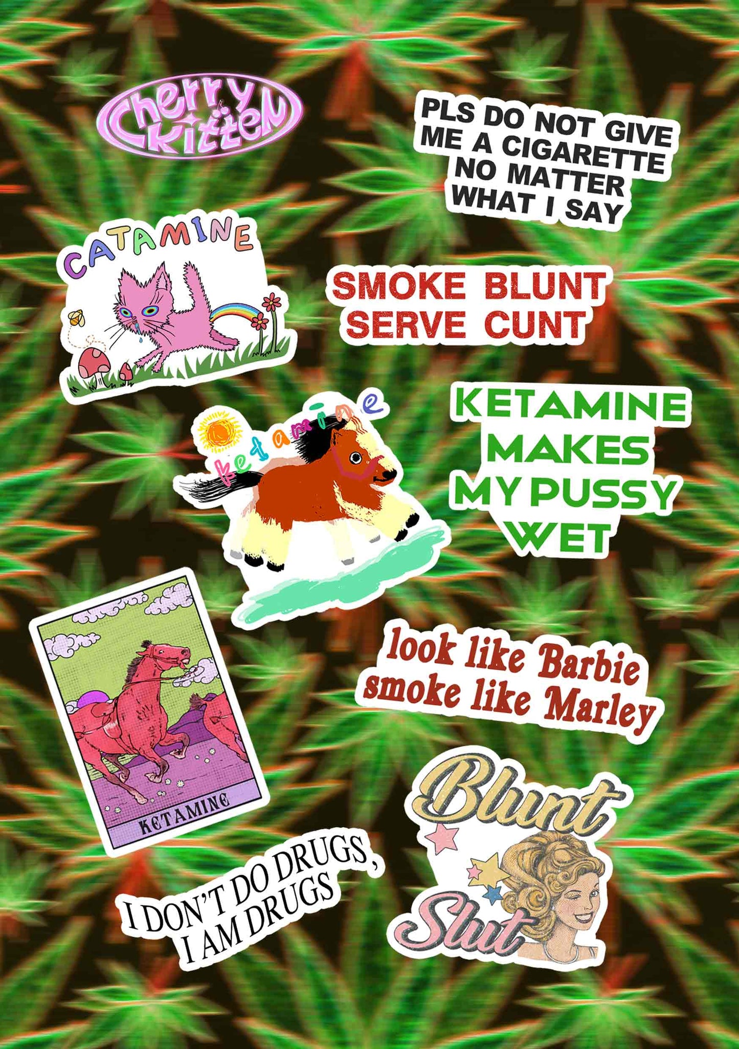 Cherrykitten Stoner Vibes Y2K Stickers Pack Of 9