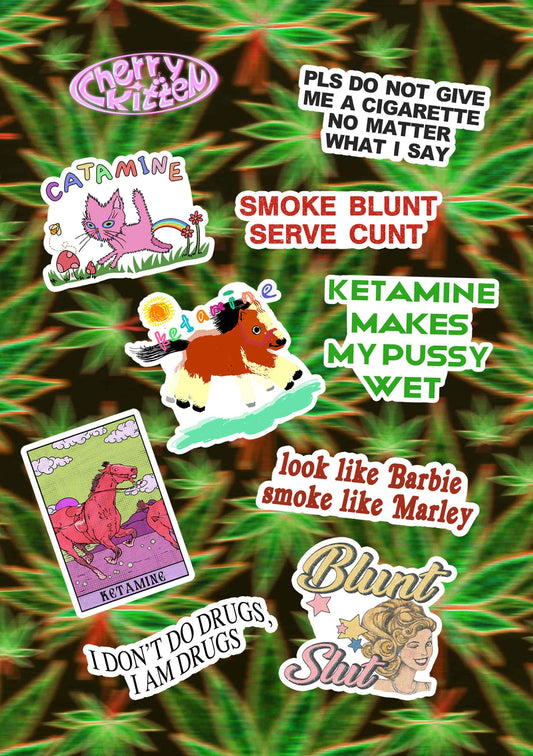 Cherrykitten Stoner Vibes Y2K Stickers Pack Of 9