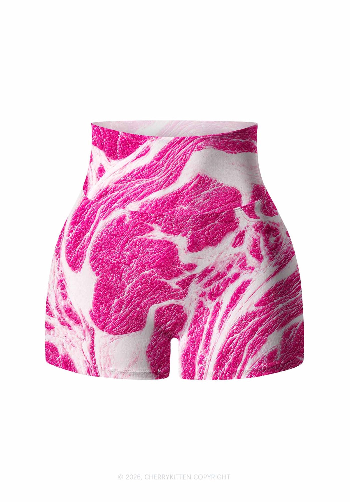 Halloween Pink Beef Texture Y2K Print Gym Shorts Cherrykitten
