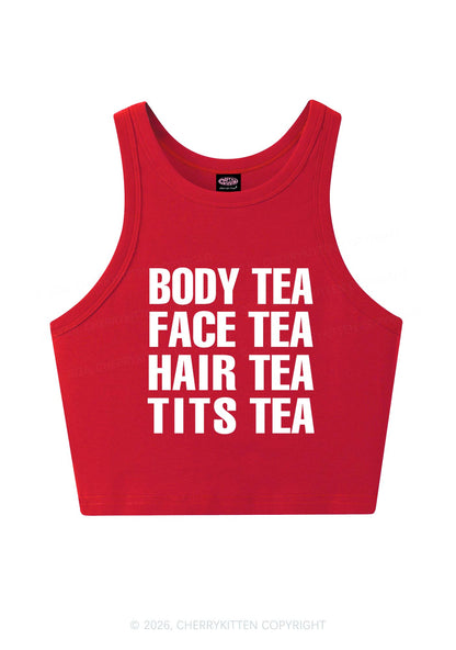 Body Face Hair Txts Tea Y2K Crop Tank Top Cherrykitten