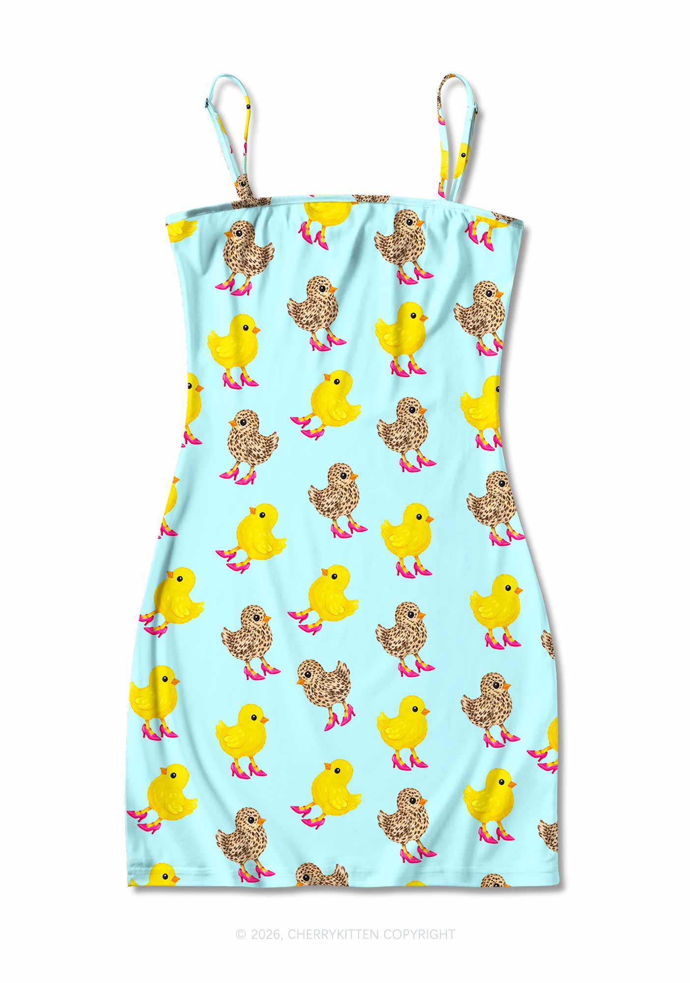 Chicks In Pink High Heels Y2K Print Slip Dress Cherrykitten