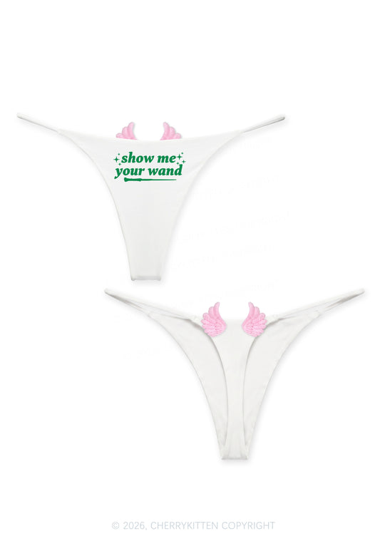 Show Me Your Wand Y2K Goth Angel Wings Bikini String Thong Cherrykitten