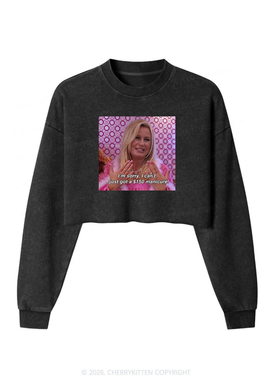 I Just Got Manicure Y2K Crop Washed Sweatshirts Cherrykitten