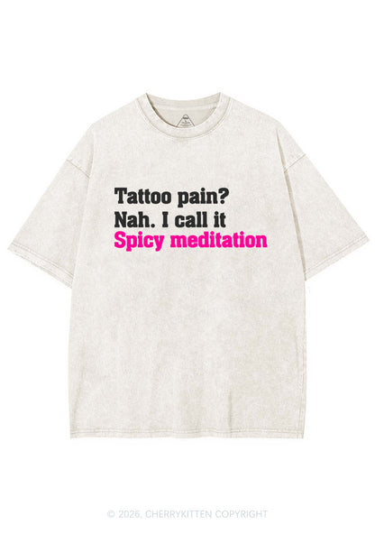 Tattoo Pain Spicy Meditation Y2K Shirts Washed Tee Cherrykitten