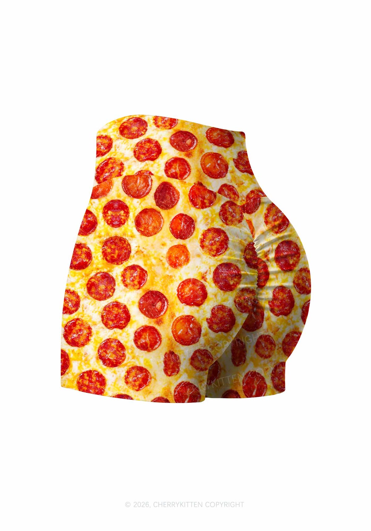 Sausage Pizza Y2K Print Gym Shorts Cherrykitten