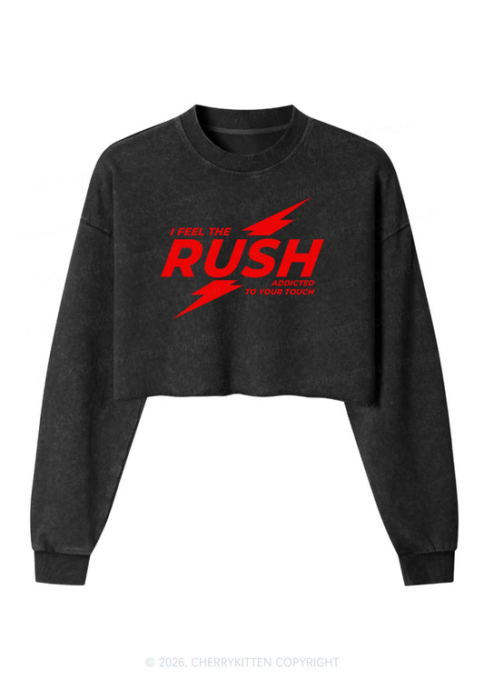 I Feel The Rush Y2K Crop Washed Sweatshirts Cherrykitten