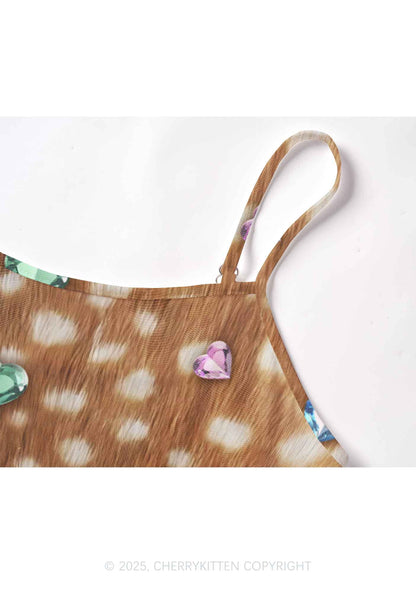 Leopard With Gems Y2K Mesh Cami Tank Cherrykitten