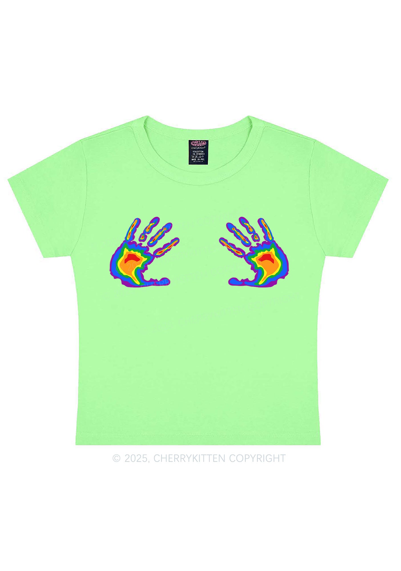 Pride Thermal Hands Y2K Baby Tee Cherrykitten