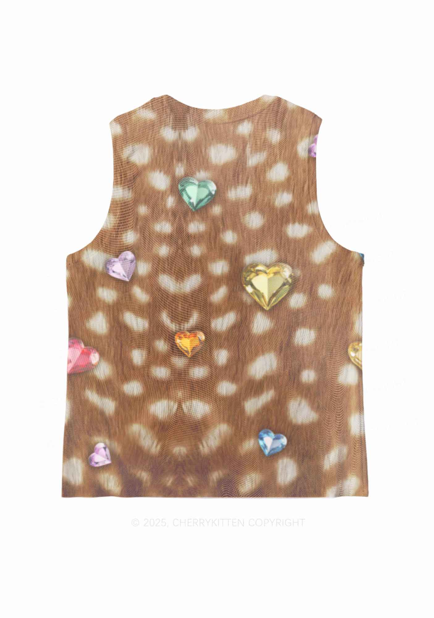 Leopard With Gems Y2K Mesh Muscle Tank Cherrykitten