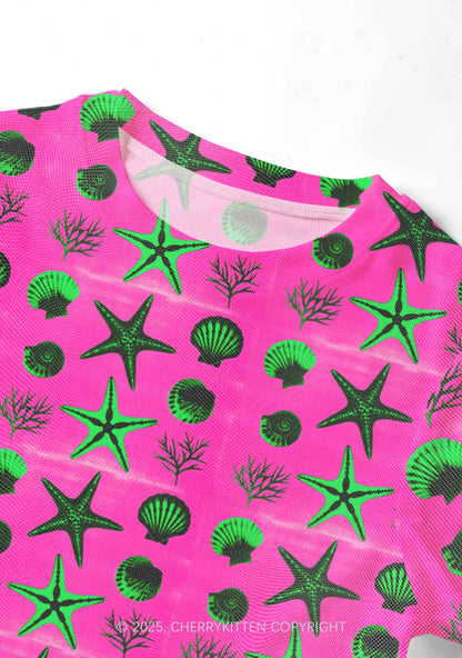 Sea Animals Y2K Mesh Crop Top Cherrykitten