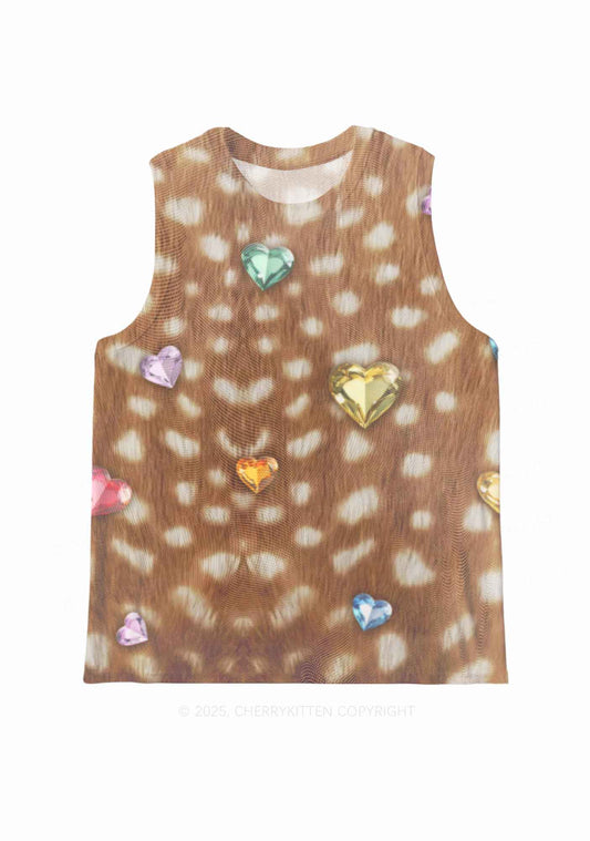 Leopard With Gems Y2K Mesh Muscle Tank Cherrykitten