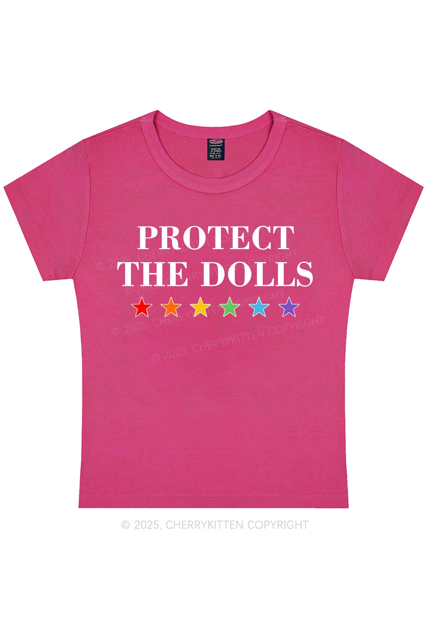 Protect The Dolls Pride Y2K Baby Tee Cherrykitten