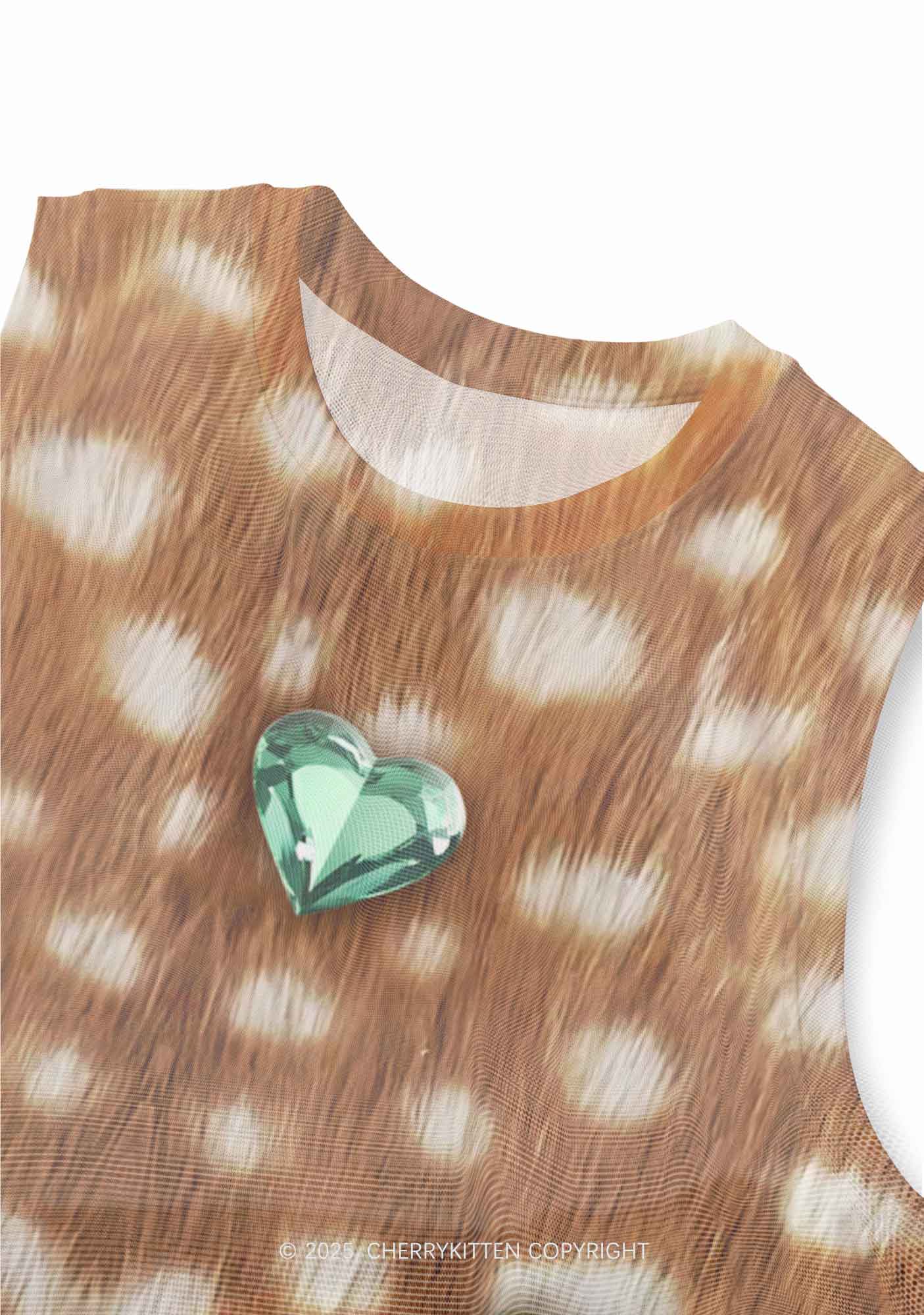 Leopard With Gems Y2K Mesh Muscle Tank Cherrykitten