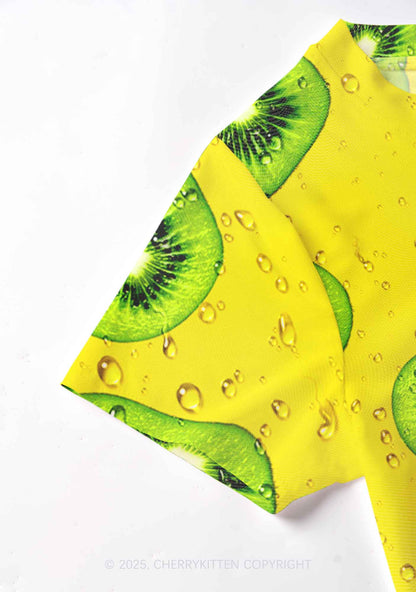 Yellow Kiwi Y2K Mesh Crop Top Cherrykitten