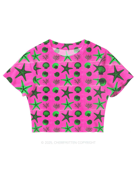 Sea Animals Y2K Mesh Crop Top Cherrykitten
