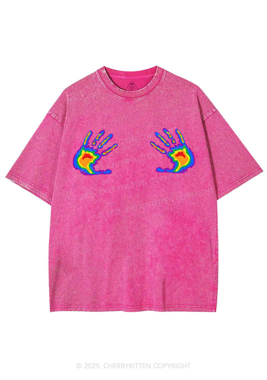 Pride Thermal Hands Y2K Shirts Washed Tee Cherrykitten