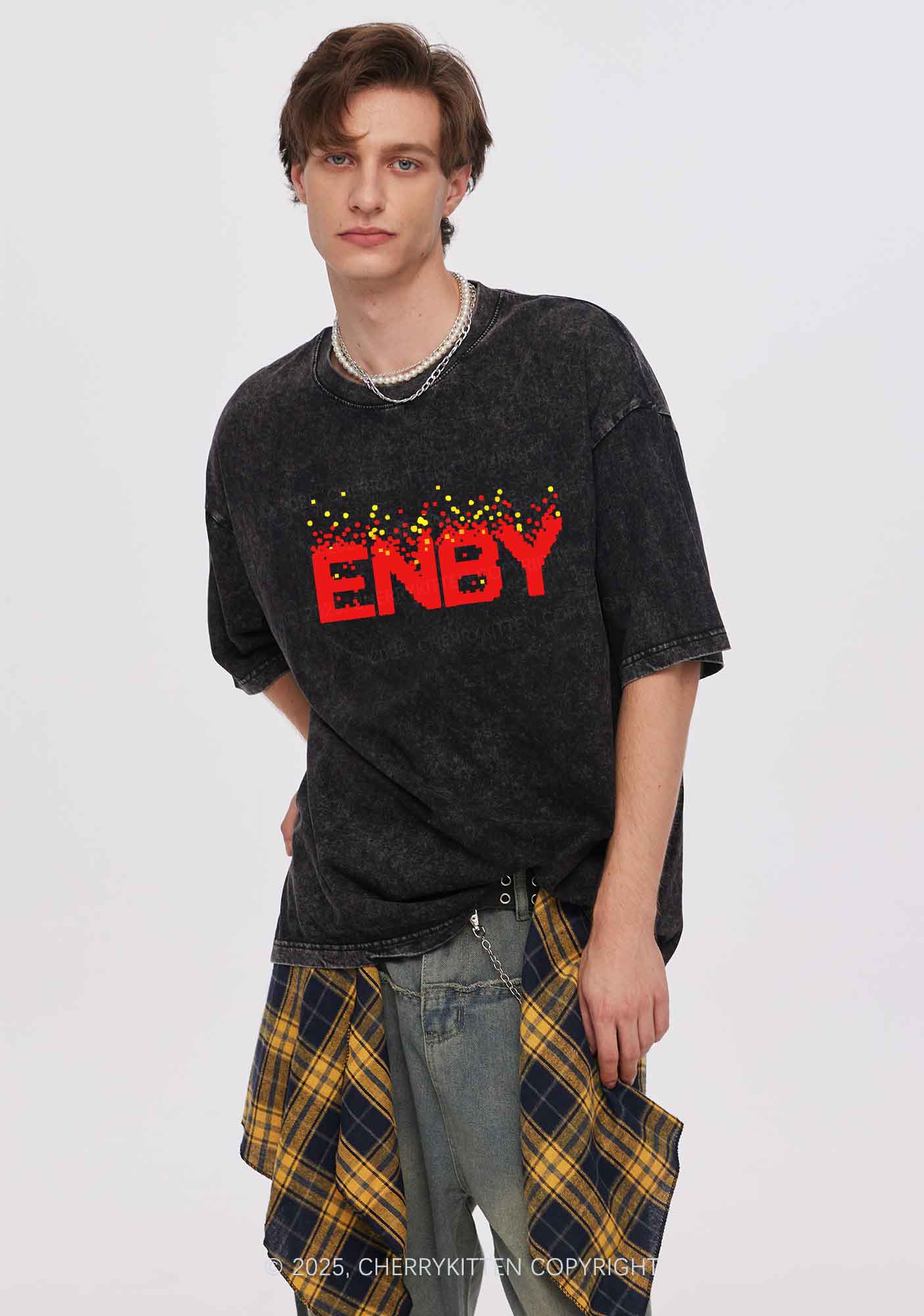 ENBY Pride Y2K Shirts Washed Tee Cherrykitten