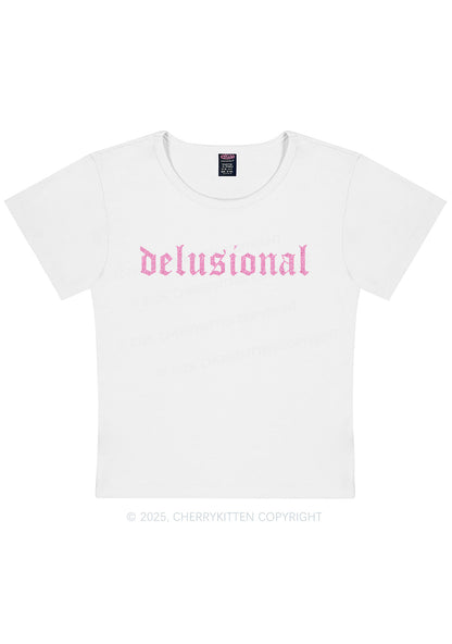 Glitter Delusional Y2K Baby Tee Cherrykitten
