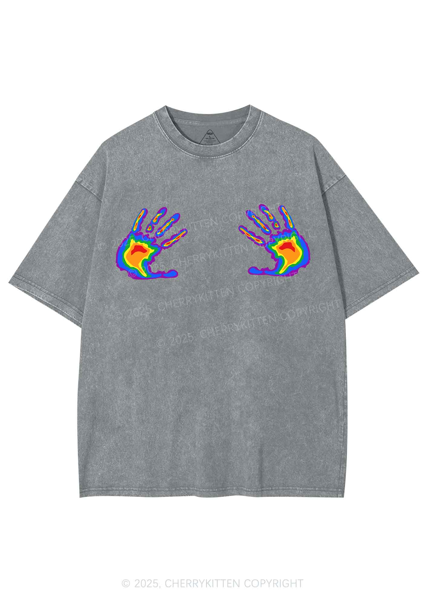 Pride Thermal Hands Y2K Shirts Washed Tee Cherrykitten
