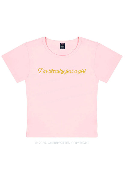 Glitter Literally Just A Girl Y2K Baby Tee Cherrykitten