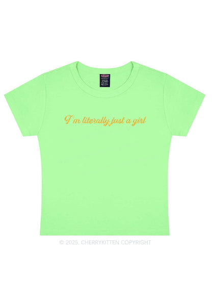 Glitter Literally Just A Girl Y2K Baby Tee Cherrykitten