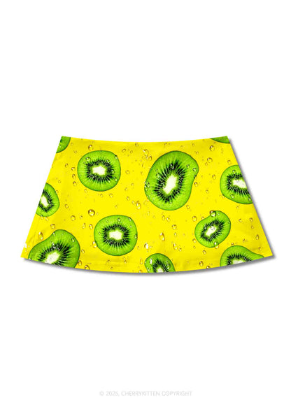 Yellow Kiwi Y2K Print Mini Skirt Cherrykitten