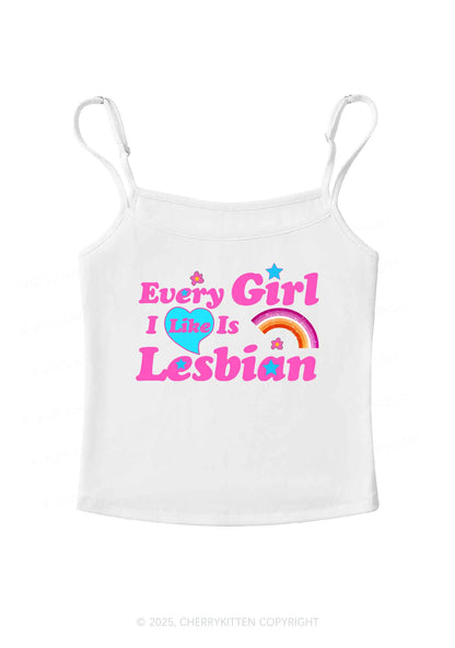 I Like Lesbian Girl Pride Y2K Spaghetti Strap Cami Cherrykitten