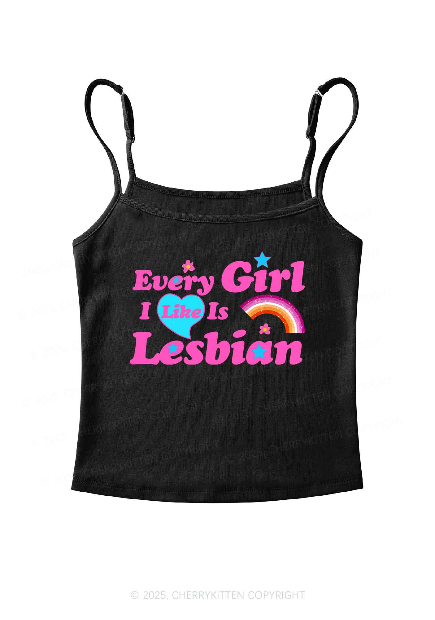 I Like Lesbian Girl Pride Y2K Spaghetti Strap Cami Cherrykitten