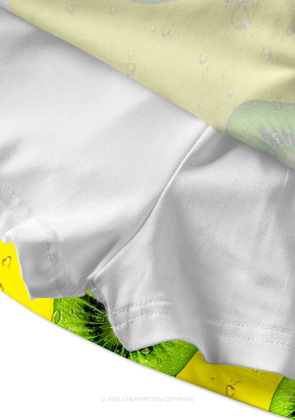Yellow Kiwi Y2K Print Mini Skirt Cherrykitten
