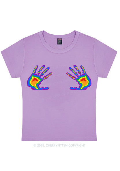 Pride Thermal Hands Y2K Baby Tee Cherrykitten