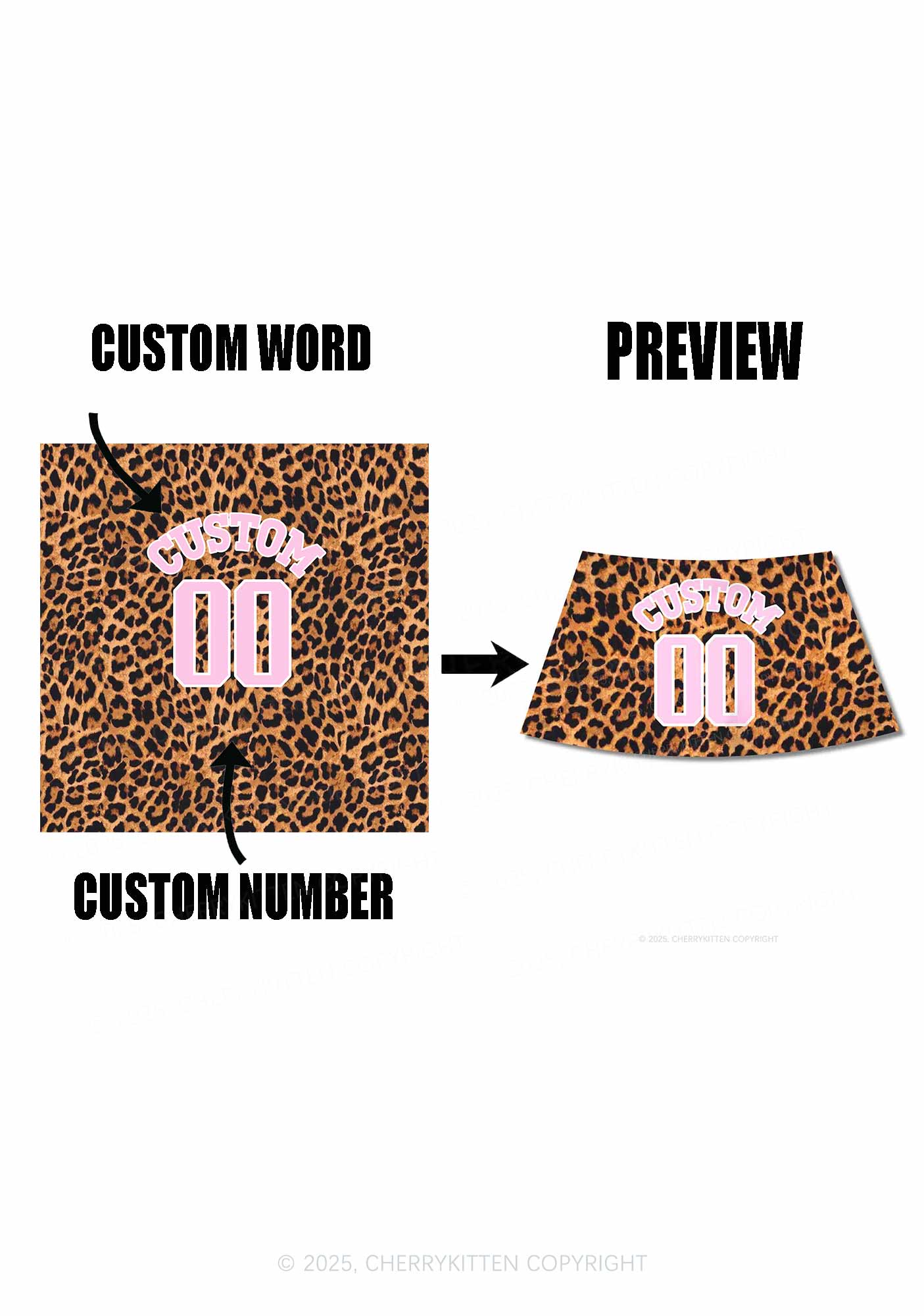 Leopard Custom Text Y2K Print Mini Skirt Cherrykitten