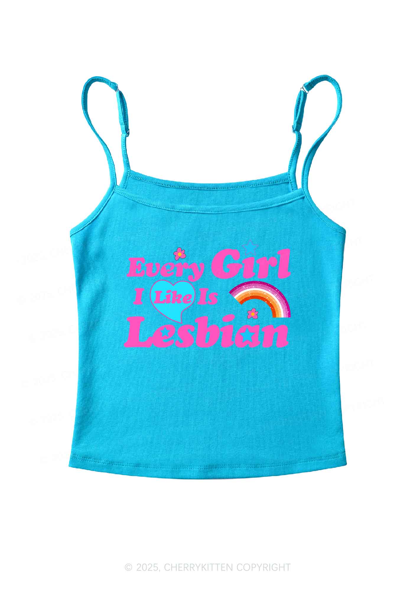 I Like Lesbian Girl Pride Y2K Spaghetti Strap Cami Cherrykitten