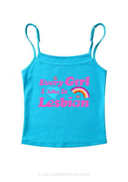 I Like Lesbian Girl Pride Y2K Spaghetti Strap Cami Cherrykitten