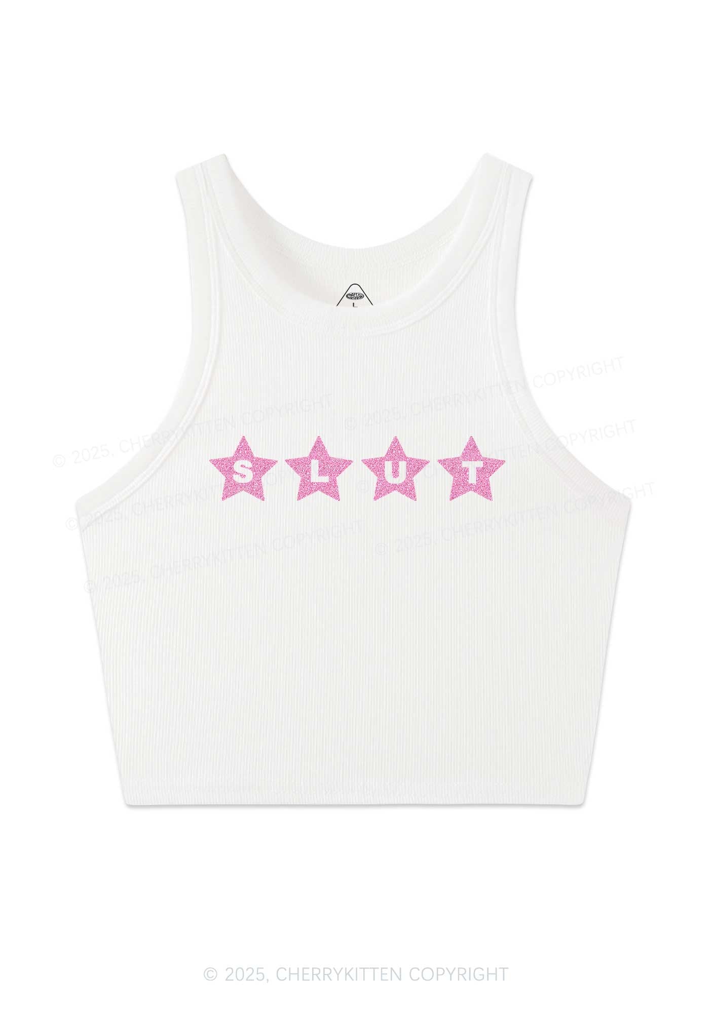 Glitter Slxt Y2K Crop Tank Top Cherrykitten