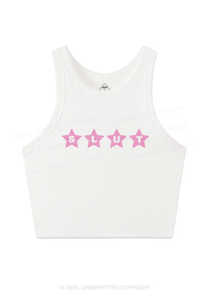 Glitter Slxt Y2K Crop Tank Top Cherrykitten