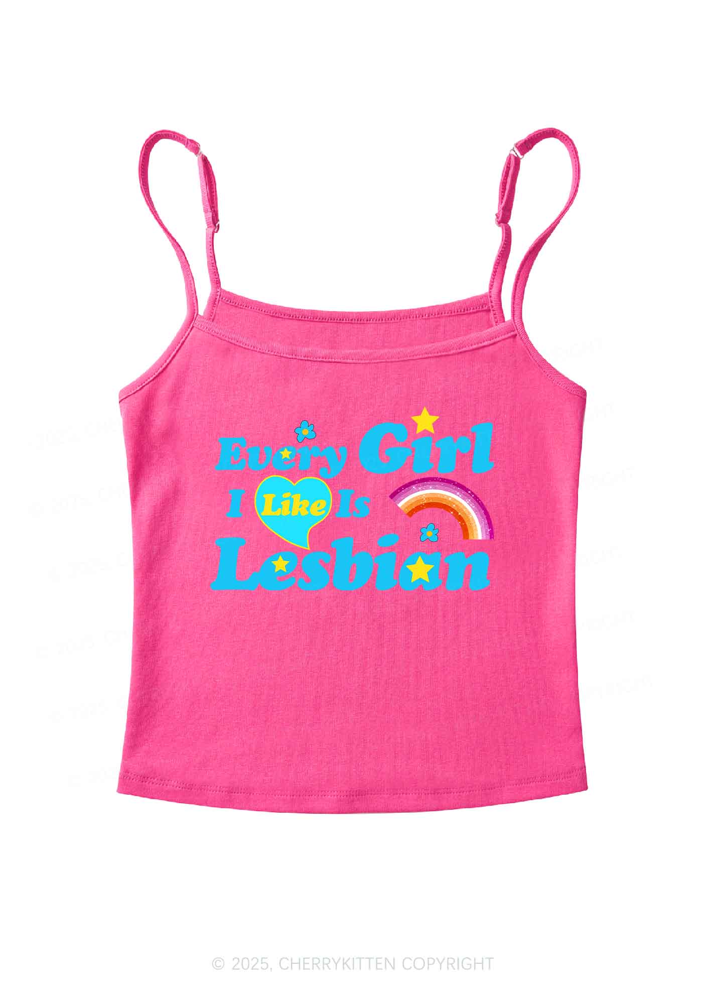 I Like Lesbian Girl Pride Y2K Spaghetti Strap Cami Cherrykitten