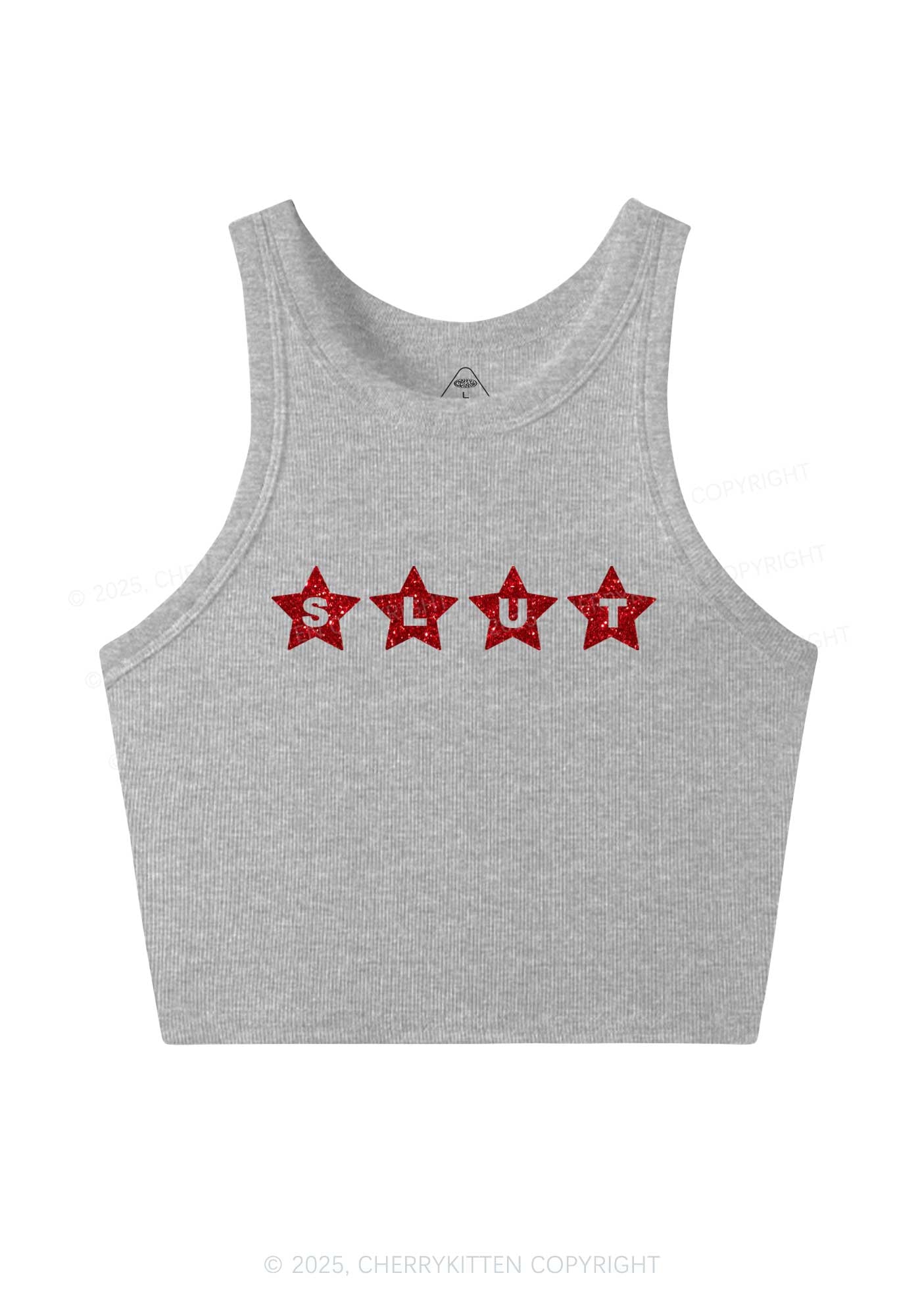 Glitter Slxt Y2K Crop Tank Top Cherrykitten
