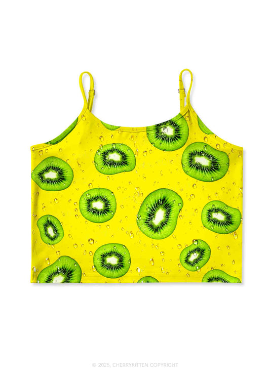 Yellow Kiwi Y2K Print Cami Crop Top Cherrykitten