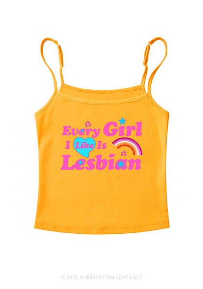 I Like Lesbian Girl Pride Y2K Spaghetti Strap Cami Cherrykitten