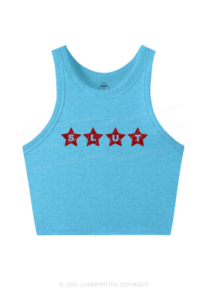 Glitter Slxt Y2K Crop Tank Top Cherrykitten
