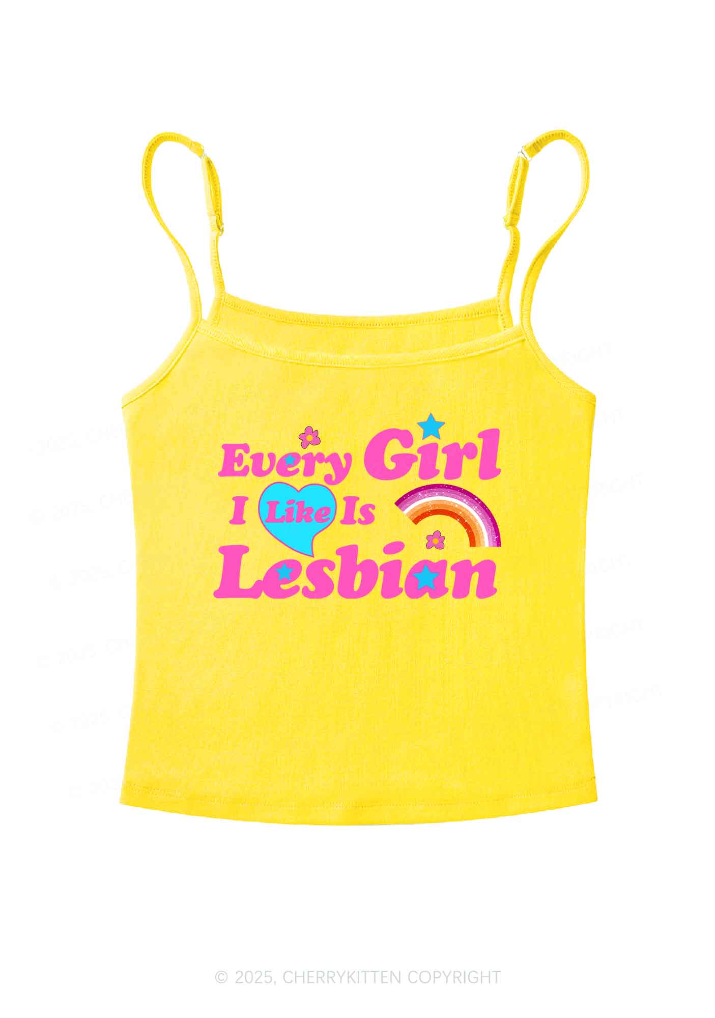 I Like Lesbian Girl Pride Y2K Spaghetti Strap Cami Cherrykitten