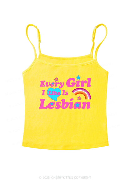 I Like Lesbian Girl Pride Y2K Spaghetti Strap Cami Cherrykitten