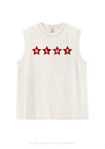 Glitter Slxt Y2K Washed Muscle Tank Cherrykitten