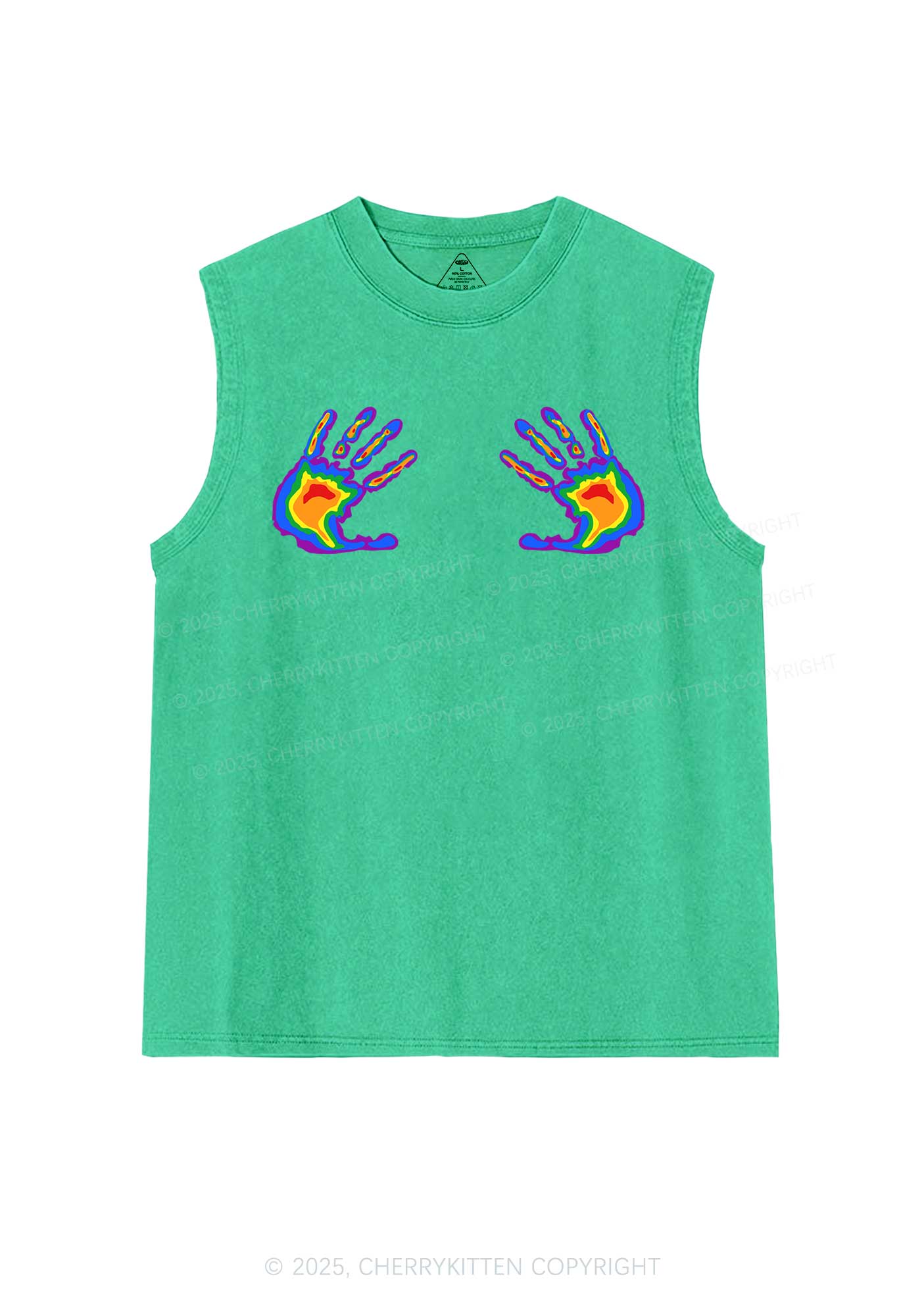 Pride Thermal Hands Y2K Washed Muscle Tank Cherrykitten
