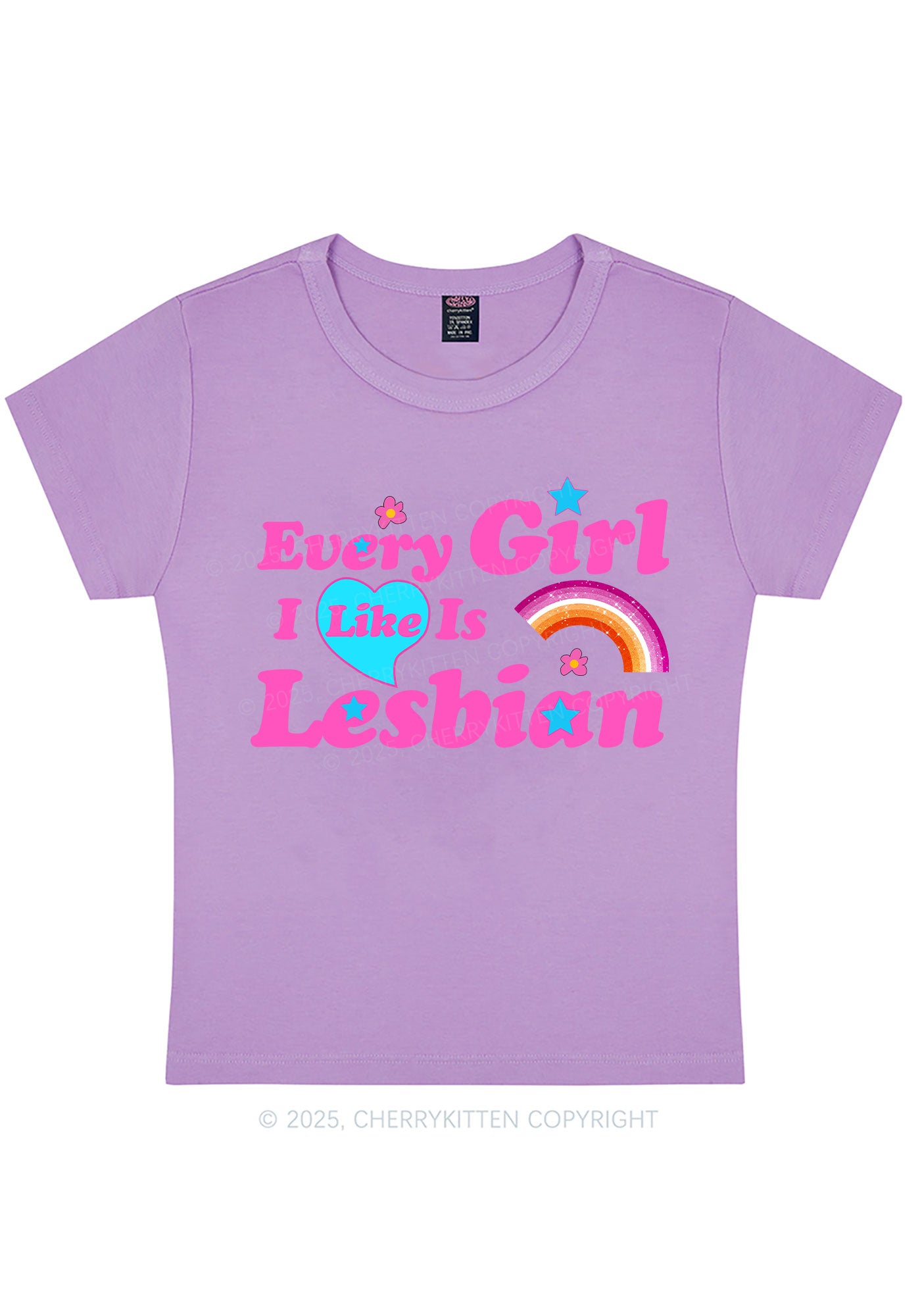 I Like Lesbian Girl Pride Y2K Baby Tee Cherrykitten