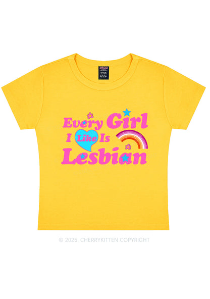 I Like Lesbian Girl Pride Y2K Baby Tee Cherrykitten