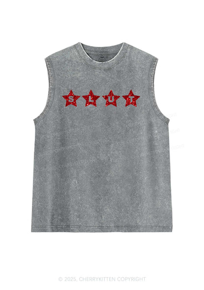 Glitter Slxt Y2K Washed Muscle Tank Cherrykitten
