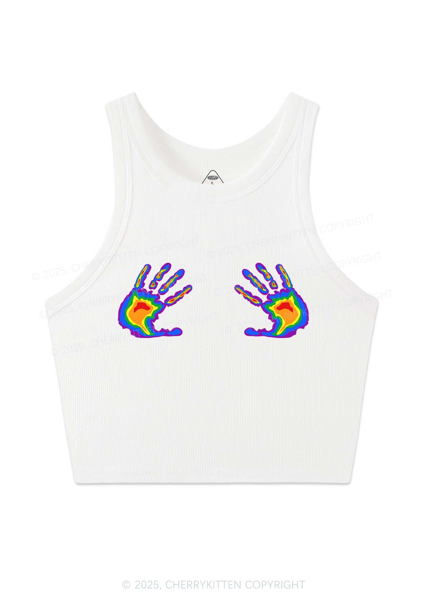 Pride Thermal Hands Y2K Crop Tank Top Cherrykitten